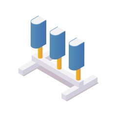 Wall Mural - Runway and taxiway retroreflective blue isometric markers isolated on white.