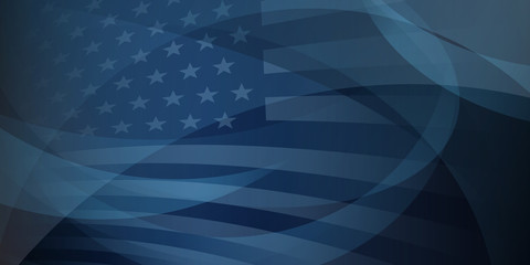 USA independence day abstract background with elements of the american flag in dark blue colors