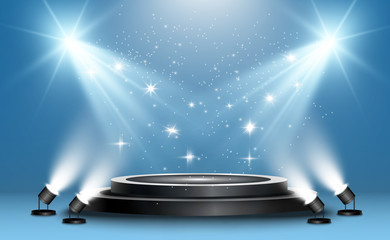 Wall Mural - winner background with signs of first, second and third place on a round pedestal. vector winner pod