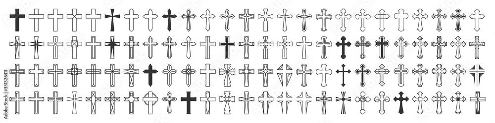 Christian Cross Vector Set Collection - obrazy, fototapety, plakaty 