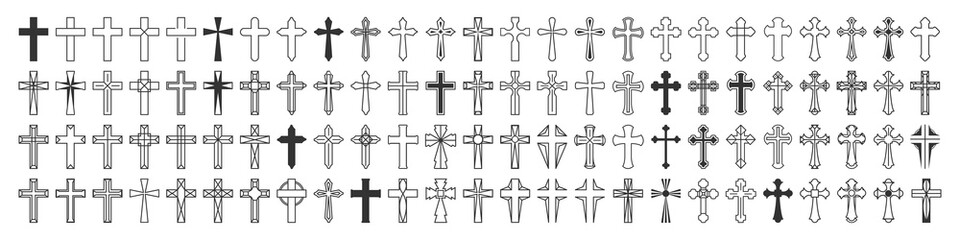 christian cross vector set collection