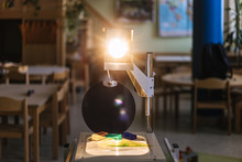 Schooling Concept: Retro Overhead Projector In Classroom, Educational System