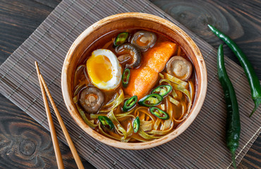 Canvas Print - Bowl of ramen with salmon