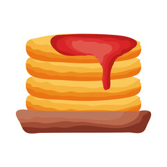 Sticker - pancakes with maple honey flat style icon