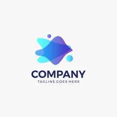 abstract fluid wave blue and purple logo design template