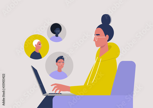 Fotomural Video call conference, working from home, social distancing, business discussion