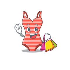 Wall Mural - wealthy swimsuit cartoon character with shopping bags