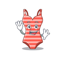 Sticker - A charming swimsuit mascot design style smiling and waving hand