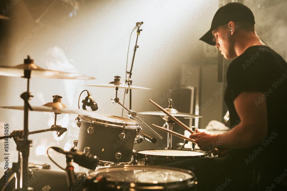 Drummer in a rock concert - obrazy, fototapety, plakaty 