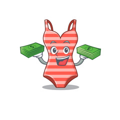 Sticker - A wealthy swimsuit cartoon character with much money