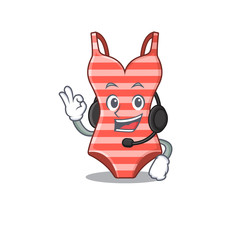 Sticker - A stunning swimsuit mascot character concept wearing headphone