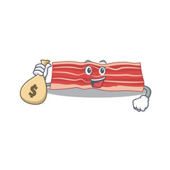 Canvas Print - Crazy rich bacon mascot design having money bags