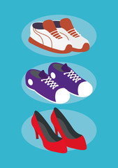 Poster - set shoes fashion footwear icons