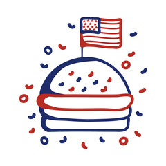 Wall Mural - hamburger with usa flag line style icon