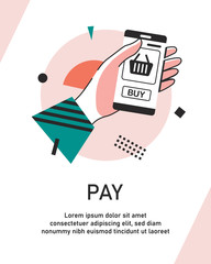 Wall Mural - payment with smartphone icon, online mobile payment,flat design icon vector illustration