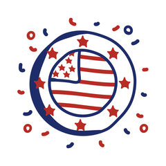 Sticker - usa flag circular frame line style