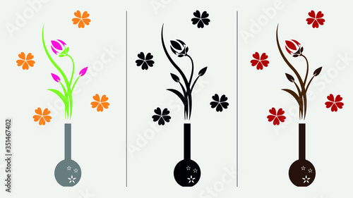 wall decal vector illustration of a flower pot Stock Vector | Adobe Stock