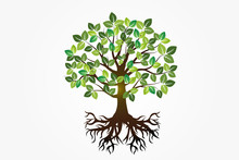 Logo Tree Roots Symbol Of Life Vector Image Design