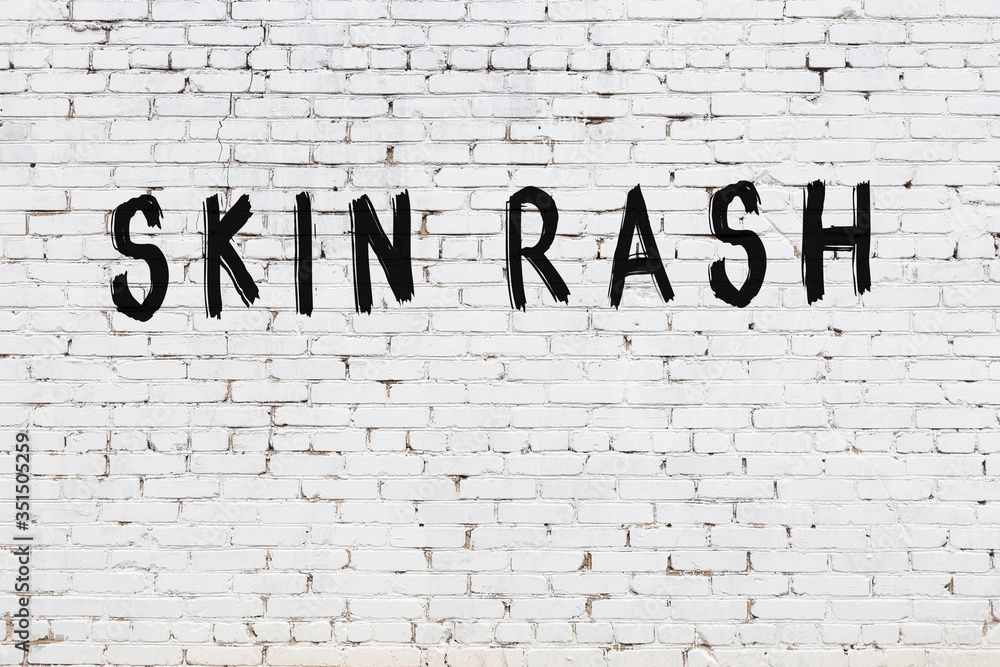 Word Skin Rash Word skin rash painted on white brick wall Stock Illustration | Adobe Stock