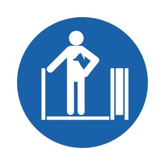 Poster - man holding a dog on travelator