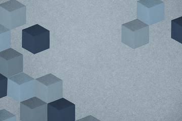Wall Mural - Blue paper craft cubic patterned background