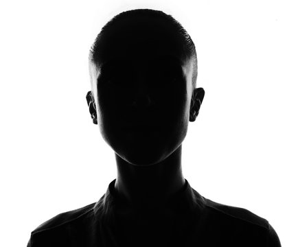 Fototapete - Female person silhouette, back lit over white
