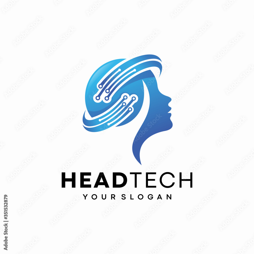 head human smart technology logo vector, Brain human Artificial logo ...