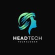 head human smart technology logo vector, Brain human Artificial logo type, icon vector, smart tech logo vector