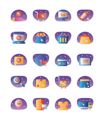 Poster - bundle of commercial set icons