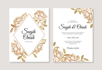  Wedding invitations card template with flower watercolor