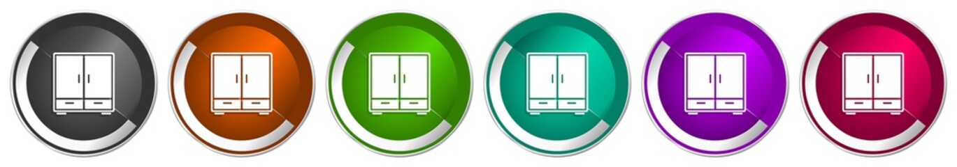 Leinwandbilder - Wardrobe icon set, room, design, interior, furniture silver metallic chrome border vector web buttons in 6 colors options for webdesign