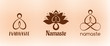 Emblem Namaste with man in lotus pose and flower lotus. Design for tattoo, yoga and other proects.