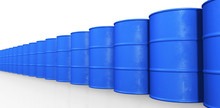 3d Rendering Perspective Blue Oil Tanks Isolated On White Background , Have Clipping Path.