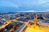 Fototapeta Miasto - High Angle View Of Cityscape At Dusk