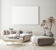 © mtlapcevic - mock up poster frame in modern interior background, living room, Scandinavian style, 3D render, 3D illustration