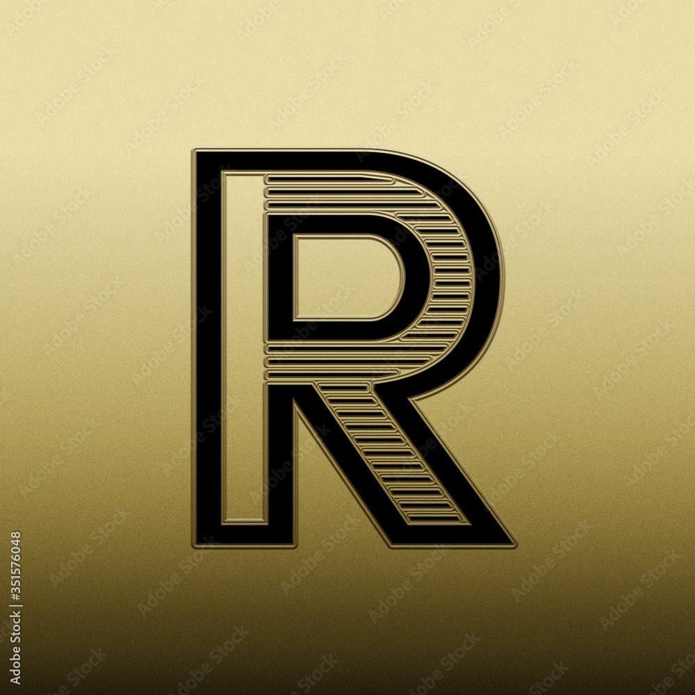 Alphabet. Letter R logo icon design on gold background. Business card ...