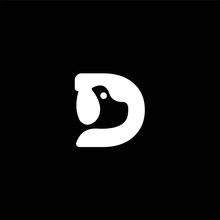 Initial Letter D Dog Silhouette Logo Design