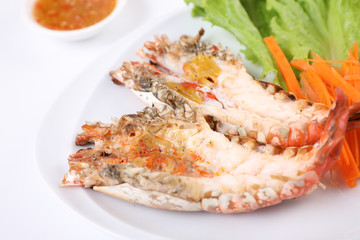 Wall Mural - Grilled prawn isolated in white background