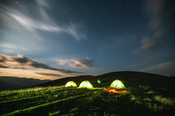 Wall Mural - scenic image of the night sky above the campsite.