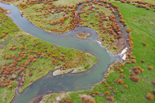 A 4k High Resolution Aerial View Of A Western Trout Stream In Wyoming.