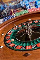 Roulette table close up at the Casino