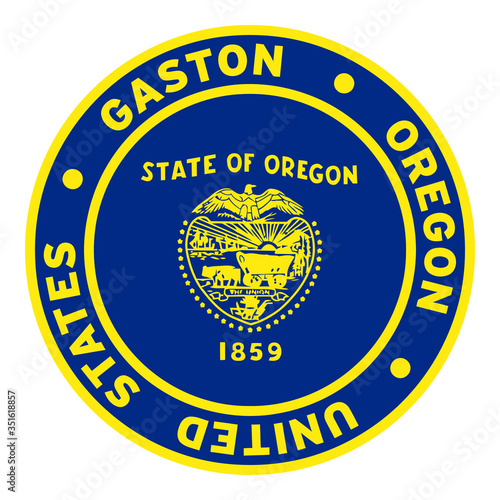 Round Gaston Oregon United States Flag Clipart 2 Poster Mural XXL