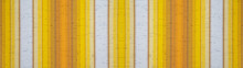 Yellow Mustard Orange White Striped Natural Cotton Linen Textile Texture Background Banner Panorama 