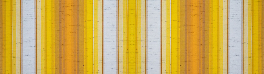 Poster - Yellow mustard orange white striped natural cotton linen textile texture background banner panorama 