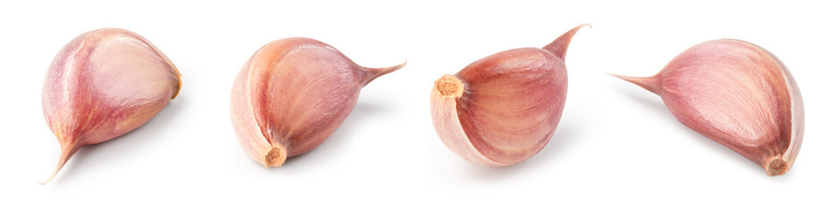 Poster - Garlic white background. Garlic cloves on white. Garlic clove isolated. Set with clipping path.