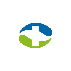 Sticker - Medical and health care logo design with medical cross icon