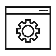 Sticker - web page with gear wheel icon, line style