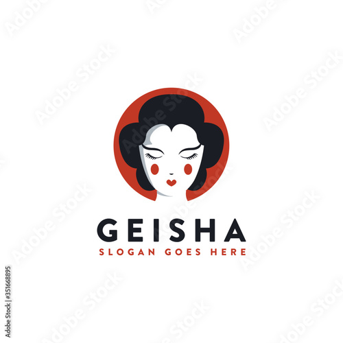 Fotomural Minimalist Japanese Geisha Logo Icon