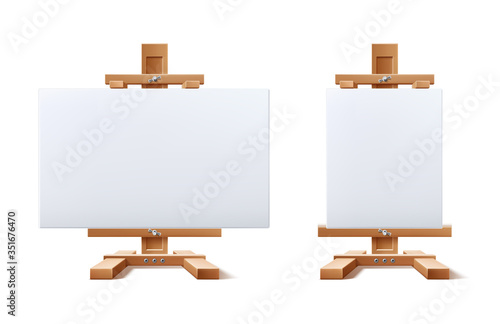 Fotomural Vector realistic wooden easel blank canvas set