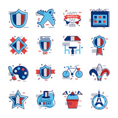 Poster - bundle of bastille day icons